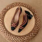 Square Toe Shallow Knit Color-Blocking Elegant Women's Shoes - Image 10