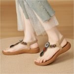 Bohemian Style Wooden Bead Sandals with Rhinestones - Image 6