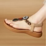 Bohemian Style Wooden Bead Sandals with Rhinestones - Image 8