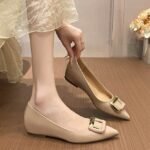 Leather wedge heel loafers for women - Image 8