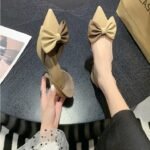 New Bow Pointed Toe Shallow Mouth Color Matching Stiletto Heels - Image 7