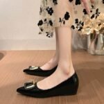 Leather wedge heel loafers for women - Image 9