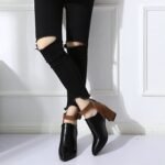Belt Buckle High Heel Thick Heel Zipper Short Boots - Image 2