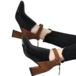 Belt Buckle High Heel Thick Heel Zipper Short Boots - Image 5