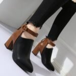 Belt Buckle High Heel Thick Heel Zipper Short Boots - Image 6