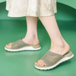 Flyknit Rhinestone Flat Sandals for Women - Image 9