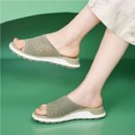 Flyknit Rhinestone Flat Sandals for Women - Image 12
