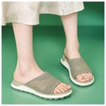 Flyknit Rhinestone Flat Sandals for Women - Image 6