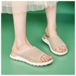 Flyknit Rhinestone Flat Sandals for Women - Image 8