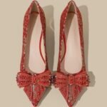 Crystal Sequin Red Wedding Xiuhe Thick Heel Pointed Toe Shoes - Image 2