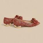 Crystal Sequin Red Wedding Xiuhe Thick Heel Pointed Toe Shoes - Image 4